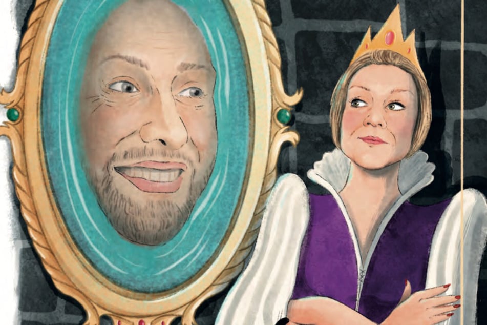 Illustration aus dem Märchenbuch "Schneewittchen auf sächsisch": Die A-cappella-Band Medlz hatte das Grimm-Märchen als musikalische Reise ins sächsische Märchenland versetzt - mit Königin und sprechendem Zauberspiegel.