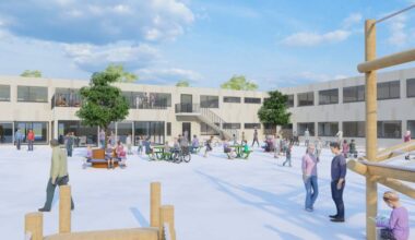 Ansicht vom Interimsbau der Gesamtschule Breite Straße