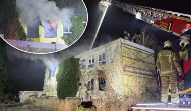 Flammen und Rauch dringen aus früherer Kita