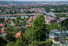Ausblick von der Schwebebahnstation in Oberloschwitz über Dresden. Seit 1975 steht die Bahn unter Denkmalschutz.