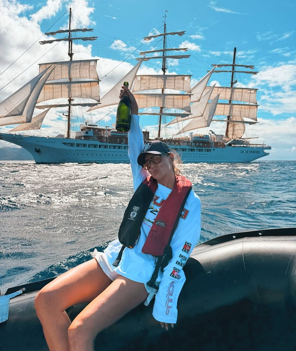 Die TV-Moderatorin schipperte mit der See Cloud durch die Karibik