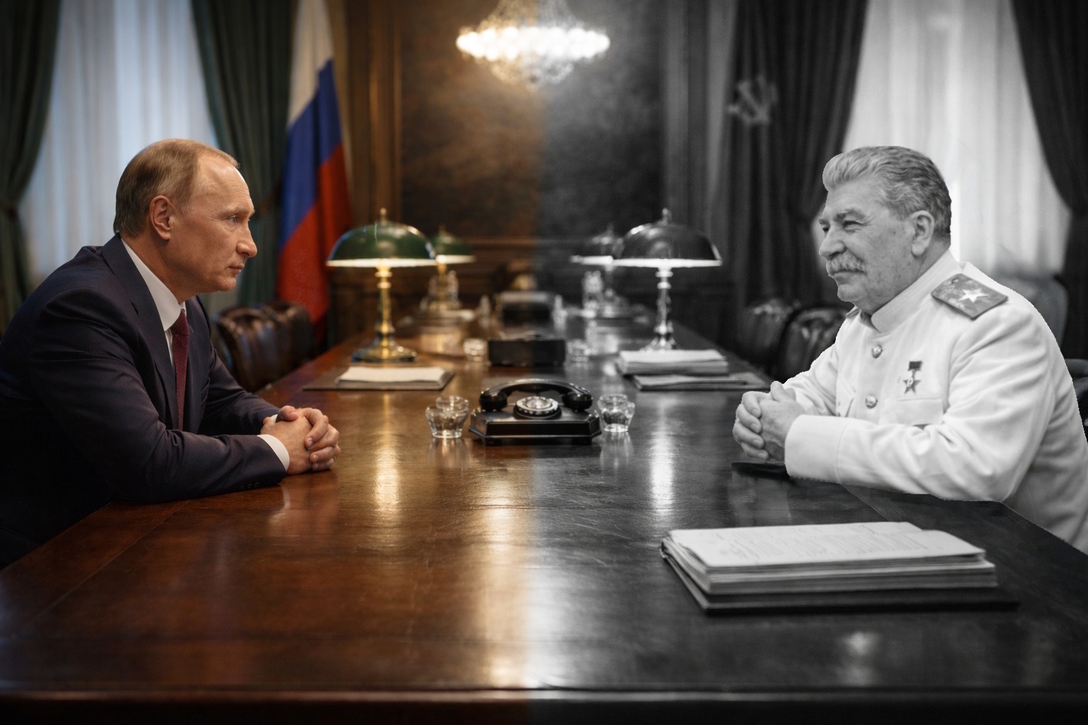 Wladimir Putin und Josef Stalin – ©Militär Aktuell/Rosenkranz