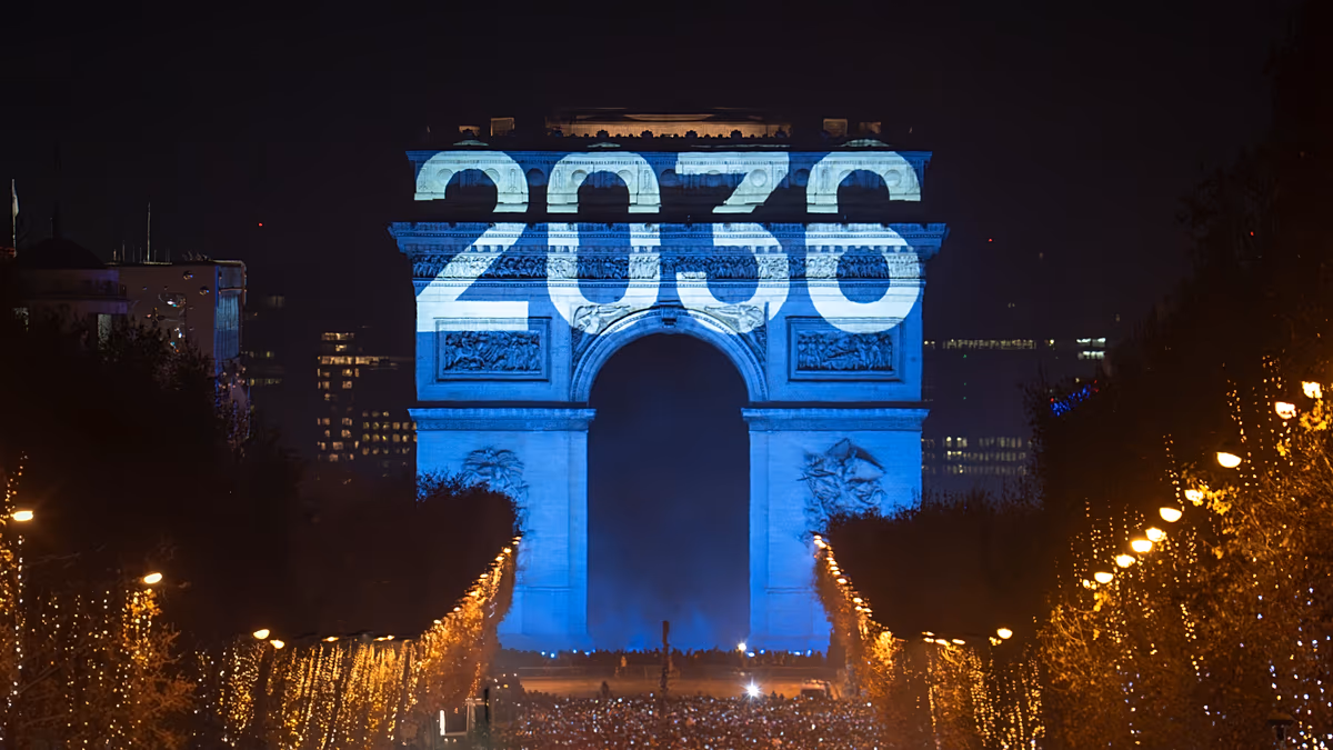 Paris wünscht ein frohes neues Jahr 2036? Kein Versehen, sondern eine Warnung