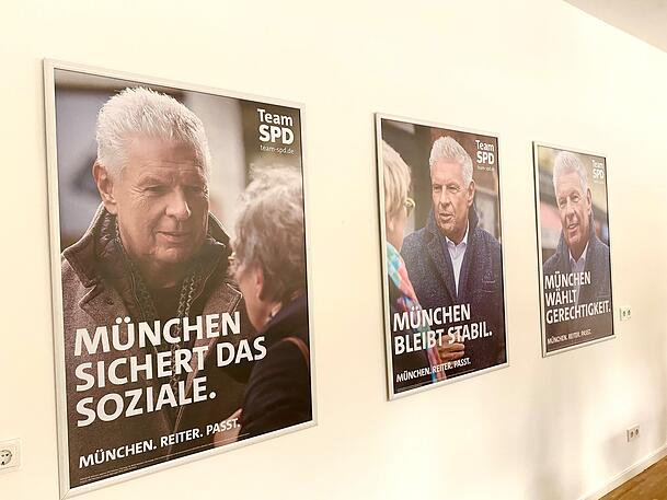 OB Dieter Reiter überall: So sehen die Wahlplakate der Münchner SPD zur Kommunalwahl am 8. März aus.