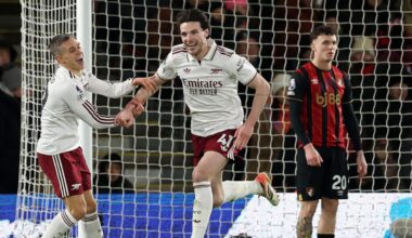 Premier League: Doppelpacker Rice führt Arsenal zum Sieg in Bournemouth