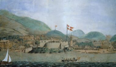 Dänische Flagge weht an Hafen