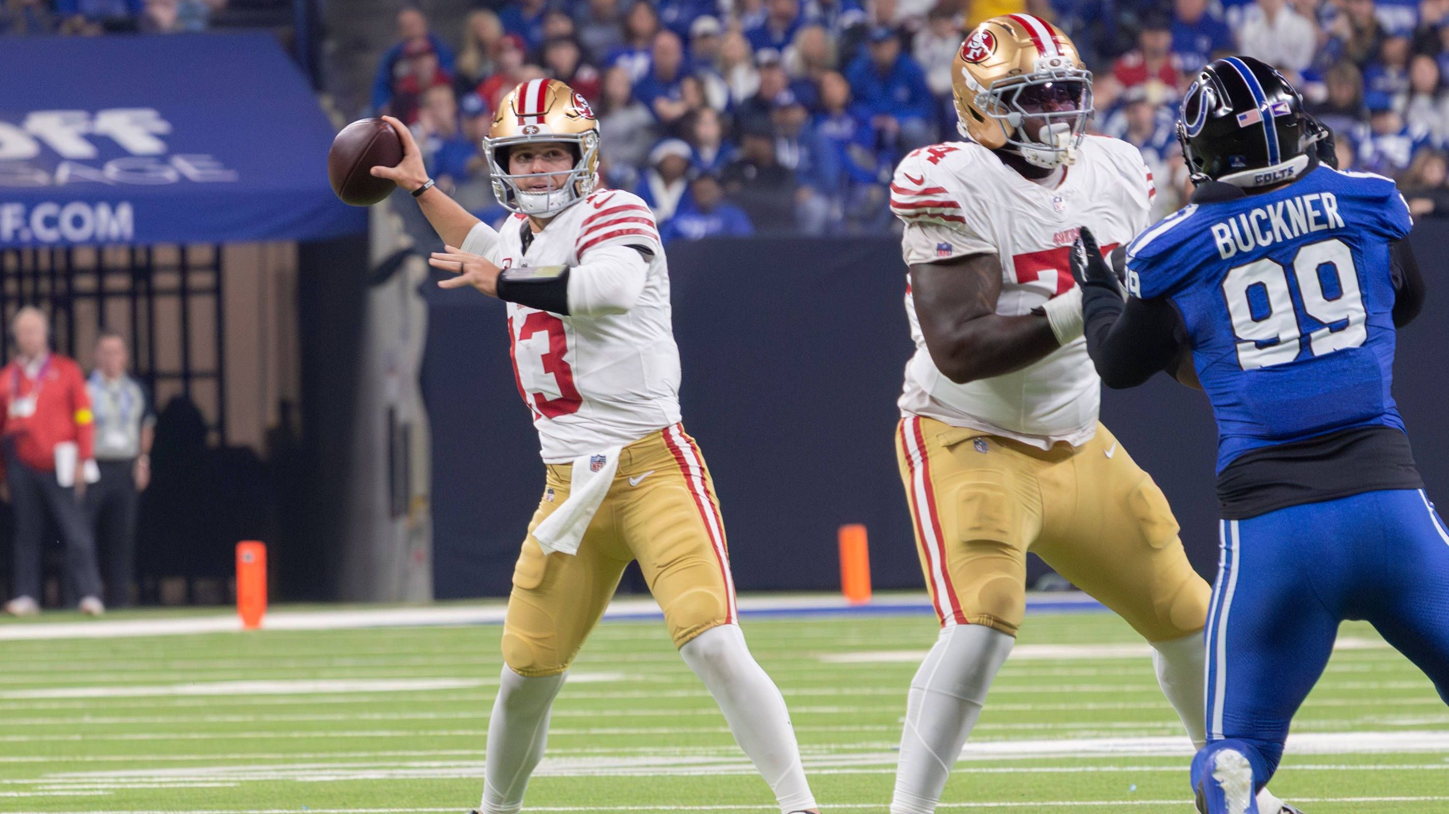 <strong>Platz 6: San Francisco 49ers (Vorwoche: 3)</strong><br>Von drei auf sechs: Das liegt nicht einmal zwingend an der harmlosen Offense der 49ers gegen die Seattle Seahawks, sondern an den Verletzungen, die schlichtweg immer mehr werden. Die 49ers haben den wohl schwersten Pfad auf dem Weg zu einem möglichen Heim-Super-Bowl.