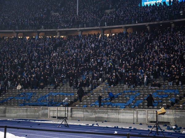 17.01.2026, Fussball, 2. Bundesliga, Saison 2025/2026, 18. Spieltag, Hertha BSC - FC Schalke 04, Fankurve Hertha BSC hat den Support eingestellt. xRHR-FOTO/YYx *** 17 01 2026, Soccer, 2 Bundesliga, Season 2025 2026, Matchday 18, Hertha BSC FC Schalke 04, Fankurve Hertha BSC has stopped support xRHR PHOTO YYx Copyright: KROEGER/RHR-FOTOx RHR-FOTO/YY