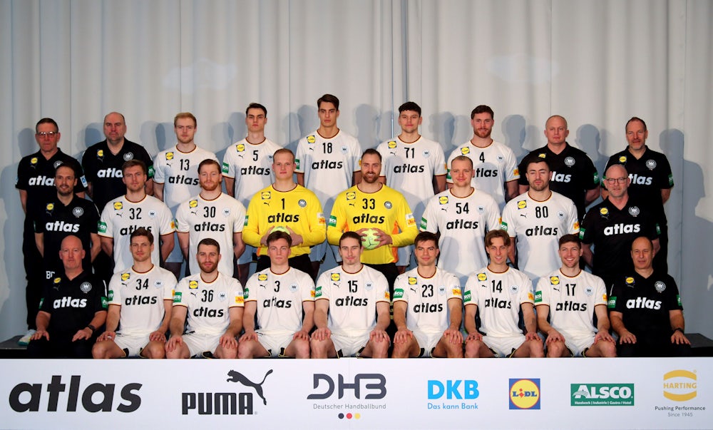 Die deutsche Handball-Nationalmannschaft am Tag vor der Abreise ins dänische Silkeborg.