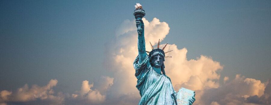 Die New Yorker Freiheitsstatue. New York ist die Börsenmetropole der Vereinigten Staaten.