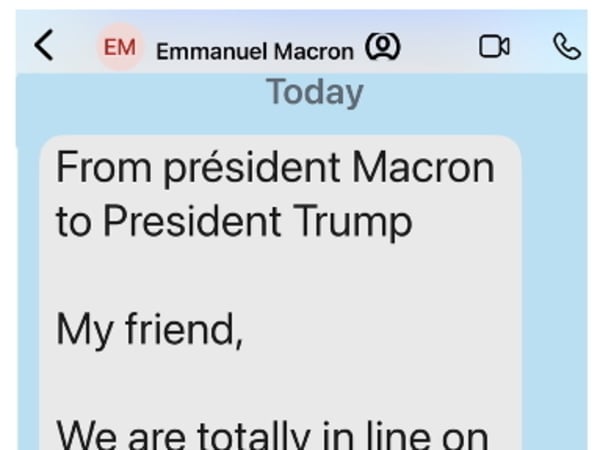 Trump Truth Social Post, Macron Nachricht, 20.1.2025
Screenshot