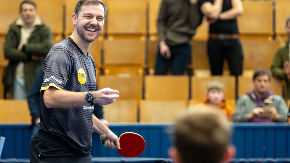 Früher Rekord-Europameister, jetzt Tischtennis-Botschafter: Timo Boll beim gemeinsamen Tischtennis-Spieltag der Männer und Frauen in Berlin.