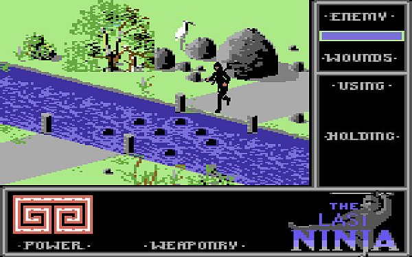 Der legendär schwere Sprung über den Fluss in "The Last Ninja 1" hat uns schon damals mehr geschmerzt als die Abfuhr von Katja aus der 6b. - © System 3