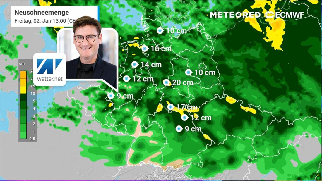 Die Schneehöhen am Freitag (2. Januar). 