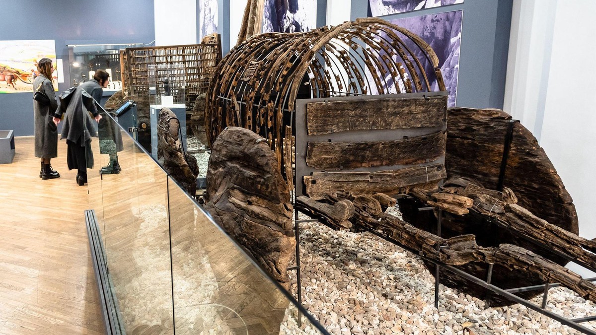 Yerevan, Armenia - December 1, 2024: Carriage of Lchashen from 14th-15th cent BC in History Museum of Armenia in Yerevan city in winter day