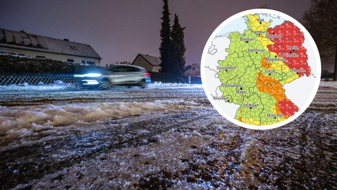 Der DWD warnt von der Ostsee bis zum Erzgebirge und in Südostbayern vor Glatteis durch gefrierenden Regen. Auch in anderen Regionen kann es glatt werden.