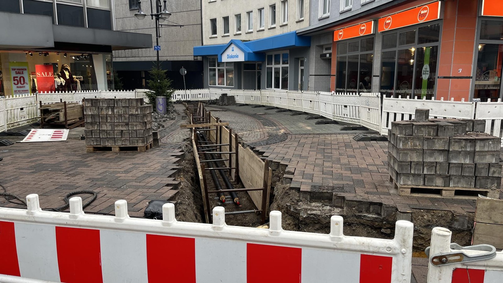 Baustelle in Bottrops Fußgängerzone sorgt für lange Umwege