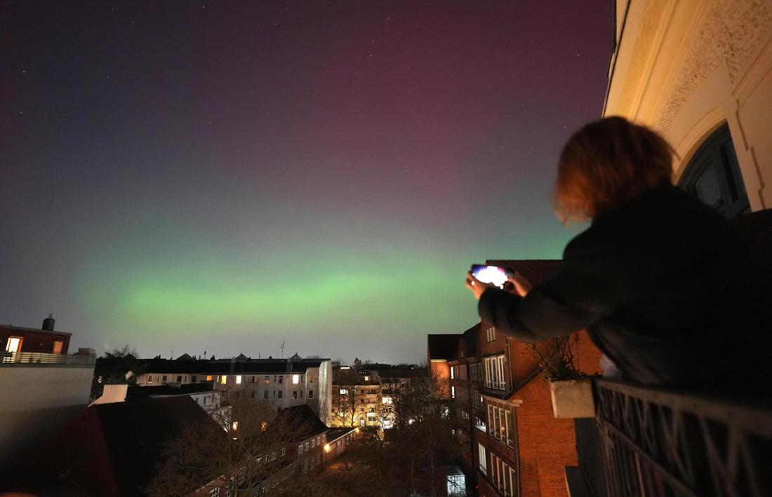 Polarlichter über Hamburg