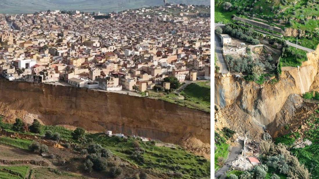 Erdrutsche bei Unwetter: Eine wahrhafte Klippe klafft im italienischen Niscemi.