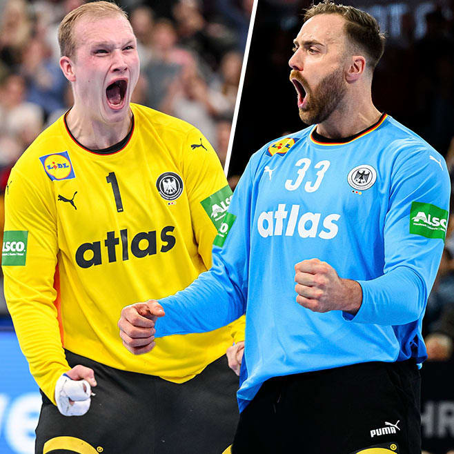 Zwei Torwart-Brüller: die deutschen Weltklasse-Keeper David Späth (23/l.) und Andreas Wolff (34)