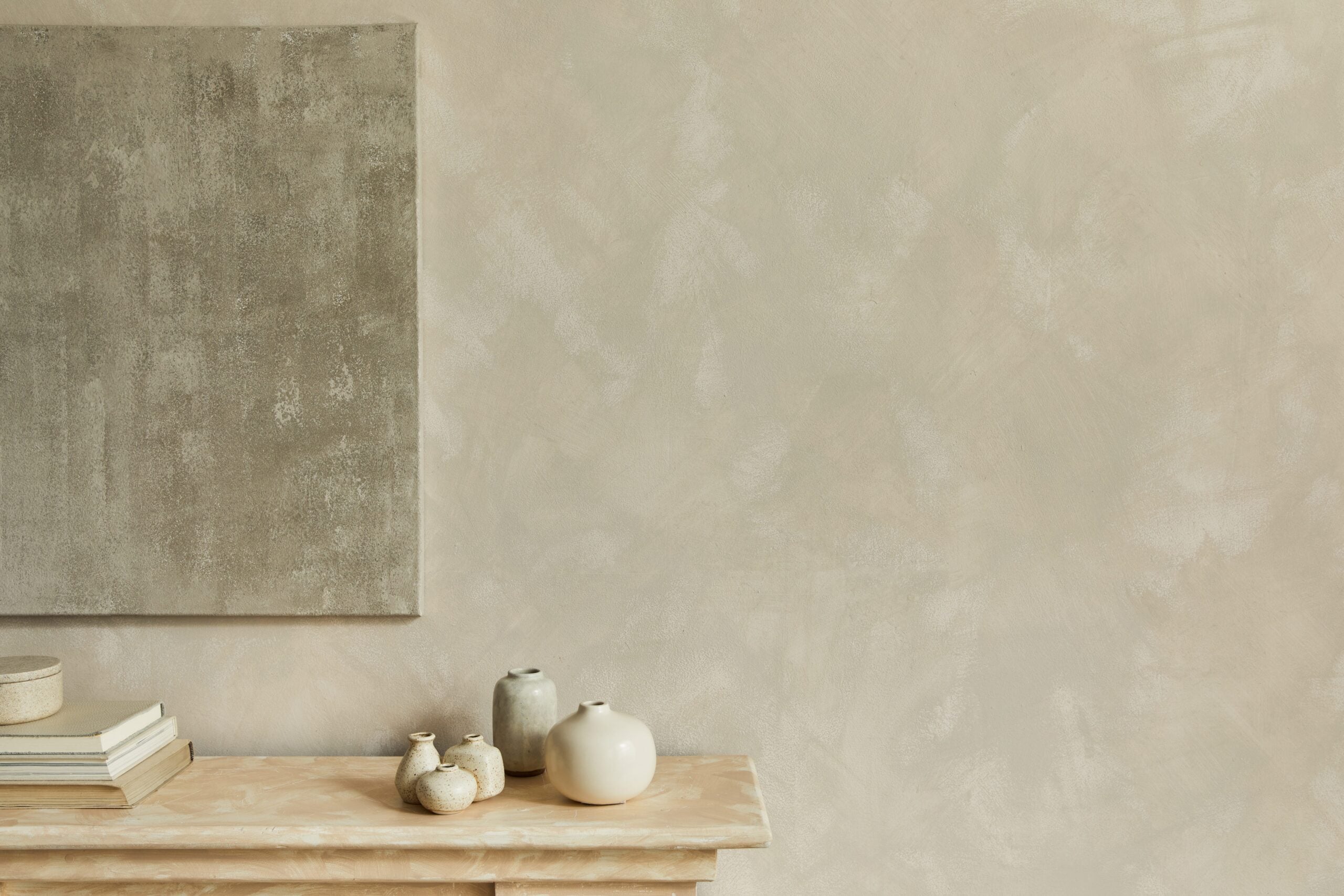 Beiger Wand mit strukturierter Farbe