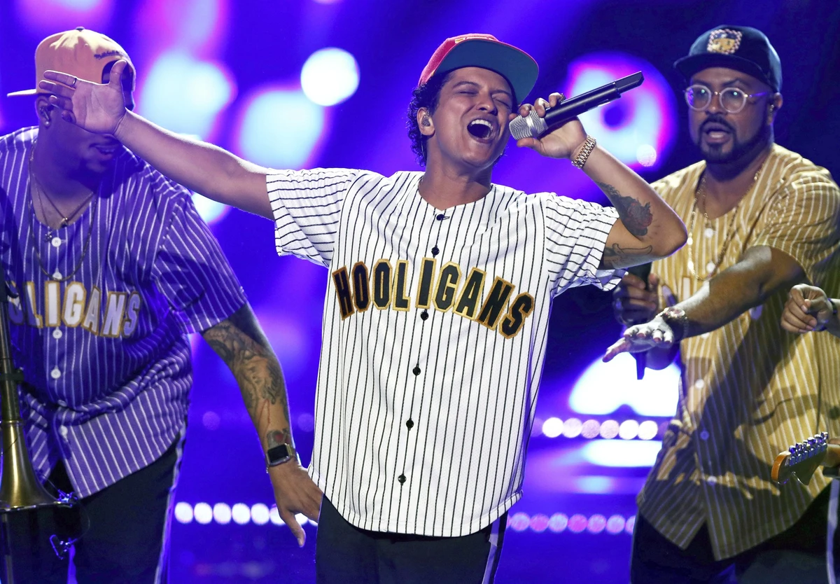 FILE - Bruno Mars performs at the BET Awards at the Microsoft Theater in Los Angeles on June 25, 2017. (Photo by Matt Sayles/Invision/AP, File)