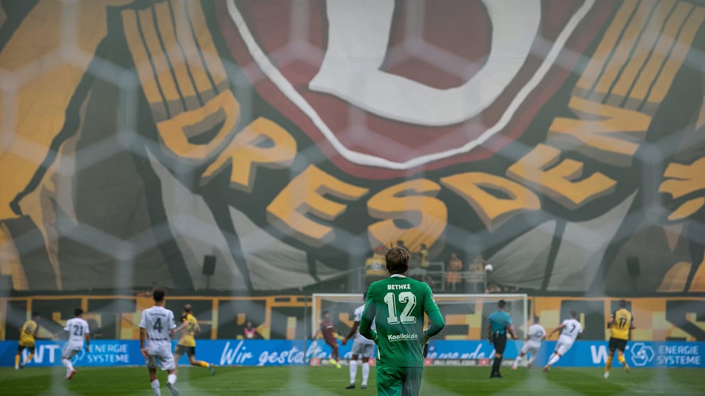 Der Ex-Cottbuser (vorn) trägt jetzt selber das Dynamo-Logo – und in Dresden die Nummer 40