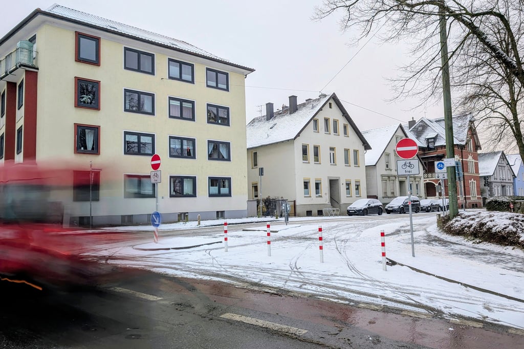 Erste Räumung auf der Fahrradstraße für den Umweltbetrieb in Bielefeld