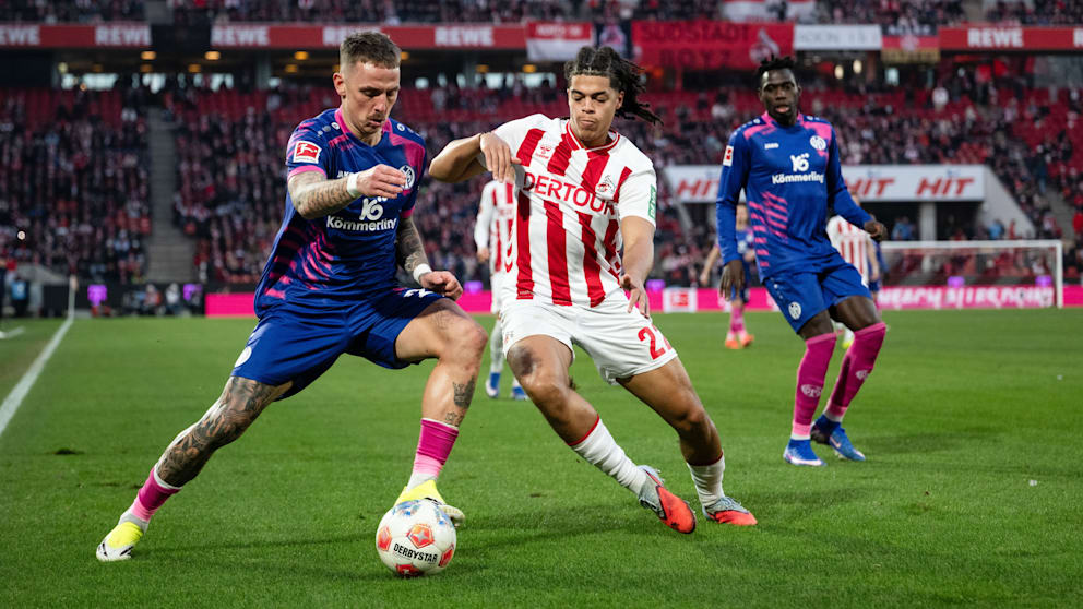 Jahmai Simpson Pusey (20/r.) zeigte auch gegen Mainz (hier gegen Phillip Tietz), was er drauf hat