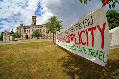 Protestcamp vor der Leibniz Universität: Im Jahr 2025 wollten Studierende damit auf die Situation in Gaza aufmerksam machen.