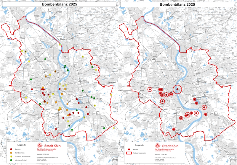 Entschärfung von Weltkriegsbomben 2025: Fast 70.000 Personen von Evakuierungen in Köln betroffen