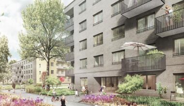 Visualisierung des Neubaus für Geflüchtete in Pankow.