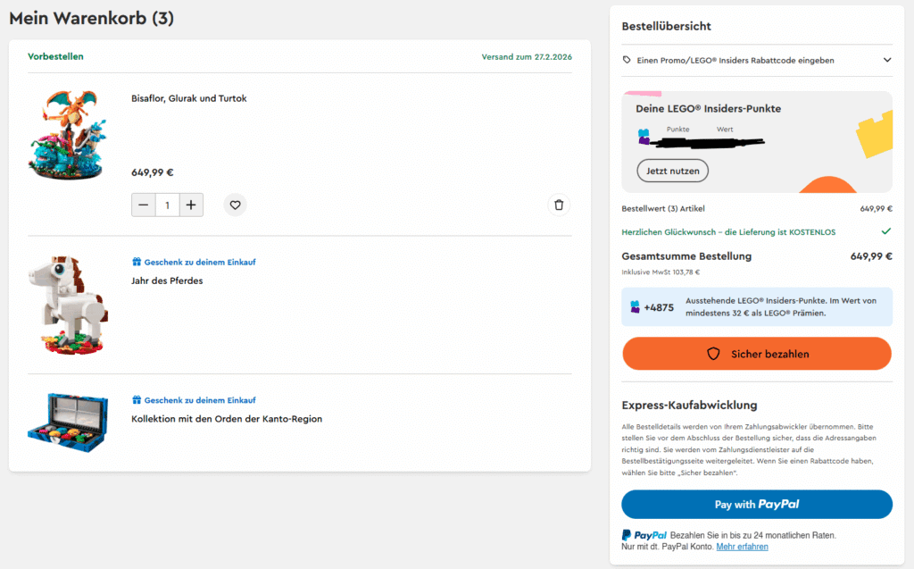 LEGO Pokemon Bisaflor Glurak Turtok 72153 Vorbestellung