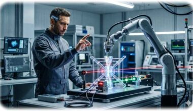 Quantensensoren können weit präziser als klassische Sensoren Magnetfelder, Schwankungen von Temperatur, Druck und andere Kenngrößen ermitteln. Das Optoquant-Projekt in Dresden zieht darauf, ein komplettes System in einen Chip zu packen. Dies könnte u. a. neue Mensch-Maschine-Schnittstellen ermöglichen. Visualisierung: KI Gemini, Prompt: Heiko Weckbrodt