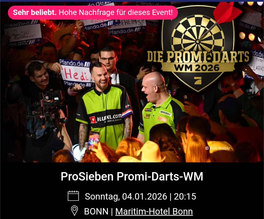 ProSieben Promi-Darts-WM in Bonn
