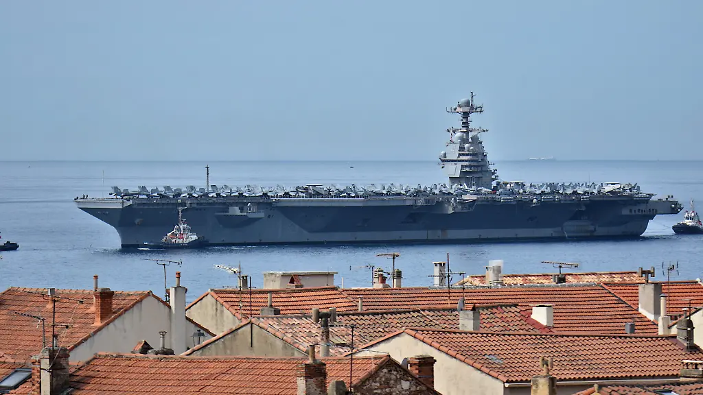 View-of-the-aircraft-carrier-USS-Gerald-R-Ford-arriving-in-Marseille-The-aircraft-carrier-USS-Gerald-R-Ford-arrives-in-the-French-Mediterranean-port-of-Marseille