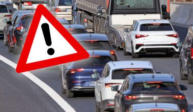 Stau auf der A52 in Essen.