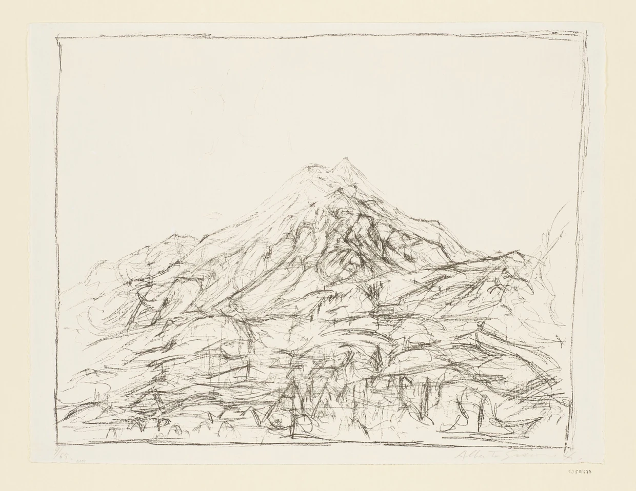 Alberto Giacometti, „Der Piz da la Margna vom Haus der Giacomettis in Maloja aus gesehen I“, 1957