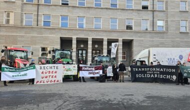 Trecker auf dem Marktplatz: Landwirte protestieren in Halle