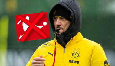 BVB-Trainer Kovac schaut auf mit Trillerpfeife im Mund zur Seite.