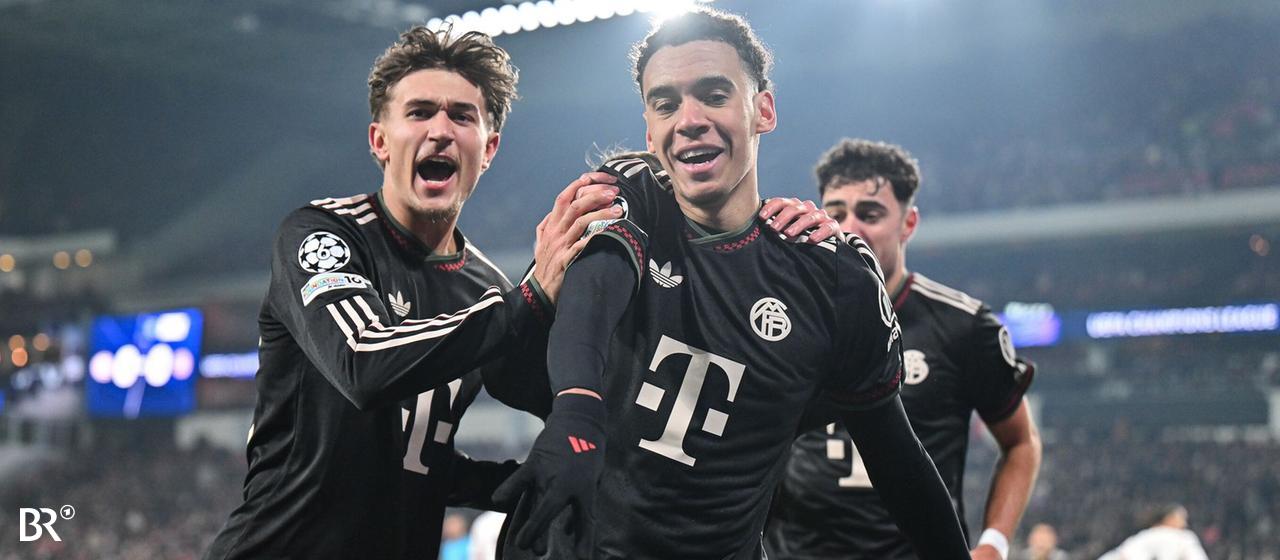 Tom Bischof (links) und Jamal Musiala feiern Musialas Tor für den FC Bayern | picture alliance / BEAUTIFUL SPORTS | Goldberg Tom Bischof (links) und Jamal Musiala