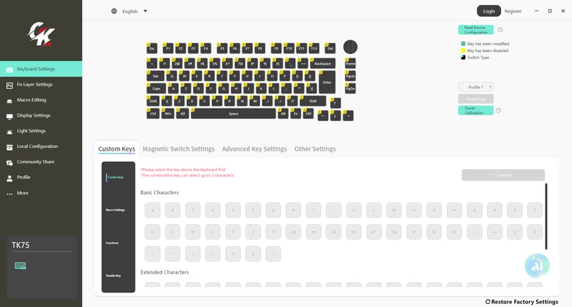 Gamakay TK75HE V2 - Bilder App 