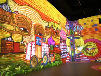 Das Gemälde „Irinaland über dem Balkan“ von Hundertwasser.