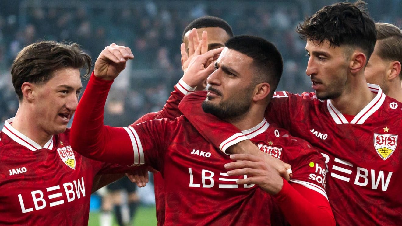 Deniz Undav (M.) bei seinem Torjubel: Der Nationalstürmer war am Sonntag wieder erfolgreich. Deniz Undav (M.) bei seinem Torjubel: Der Nationalstürmer war am Sonntag wieder erfolgreich.