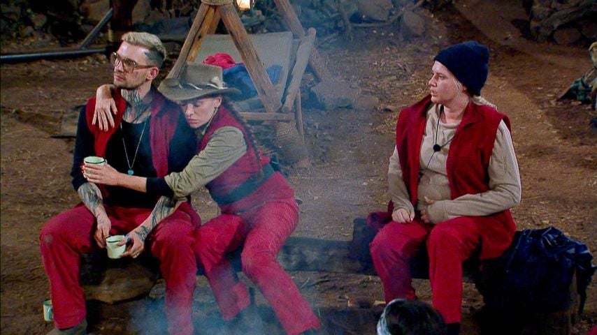 Eric Stehfest, Georgina Fleur und Sarah Knappik im Allstars-Dschungelcamp