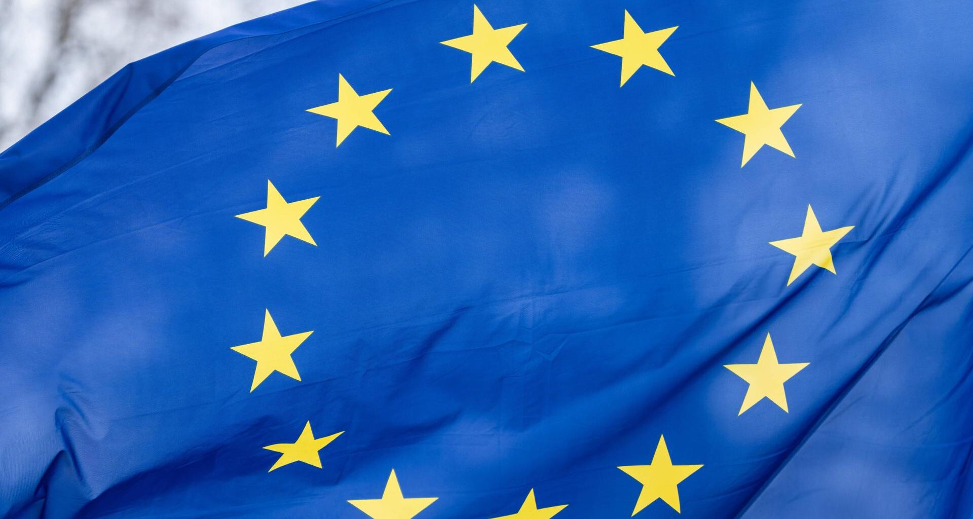 Eine Europaflagge weht im Wind.