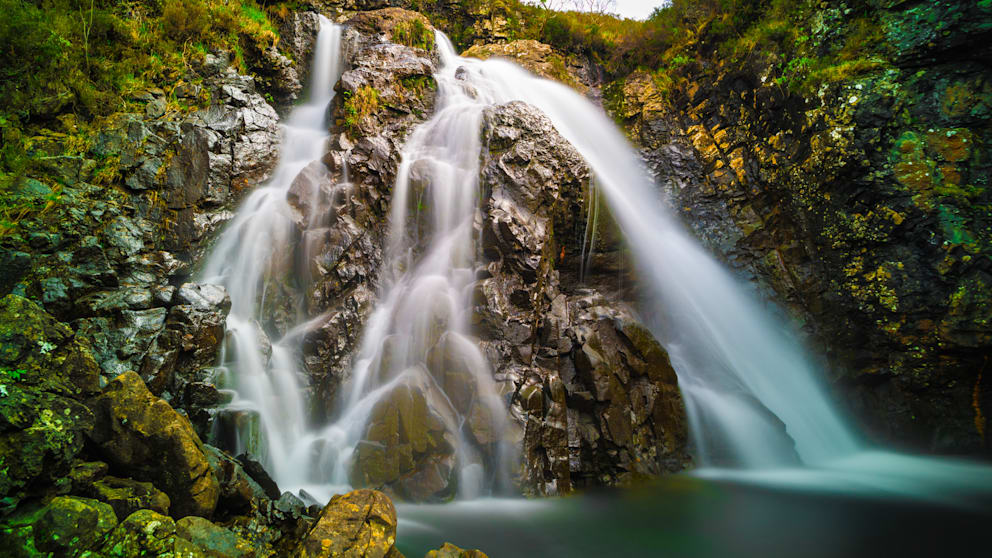 Die Fairy Pools in den Black Cuillin Berge, Isle of Skye, Schottland