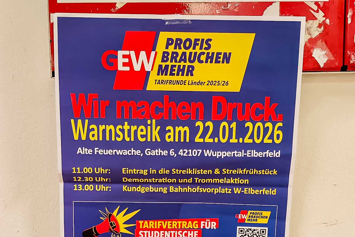 Gewerkschaft ruft studentische Beschäftigte der Uni Wuppertal zum Warnstreik auf - blickfeld