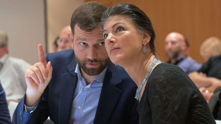 Stefan Roth mit Sahra Wagenknecht.