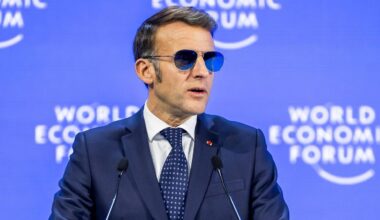 Emmanuel Macron hält seine Rede in Macron